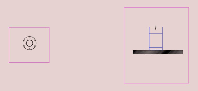 Plan and elevation views of a Dyson Airblade floor slot mounting detail.