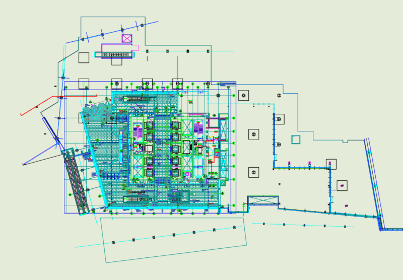 Second floor plan for office lobby and retail concourse