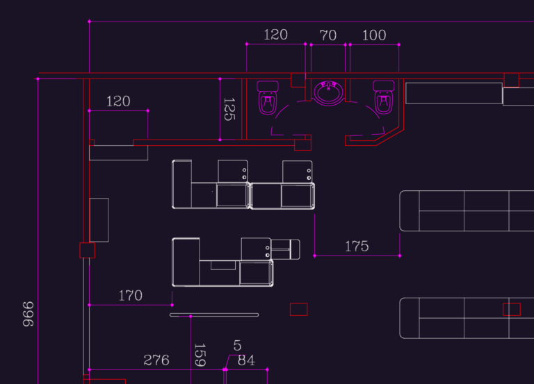 Supermarket architectural floor plan with bakery and butcher shop equipment layout.