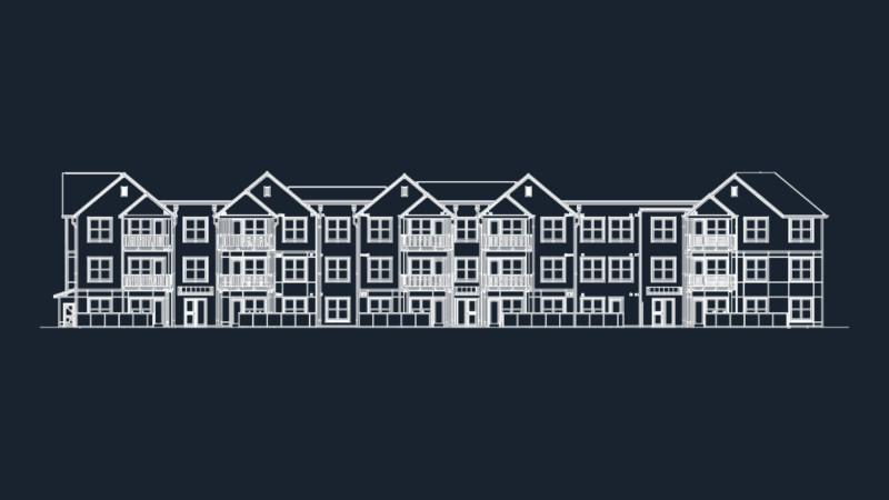 Three Story Multi-Family Residential Apartment Front Elevation