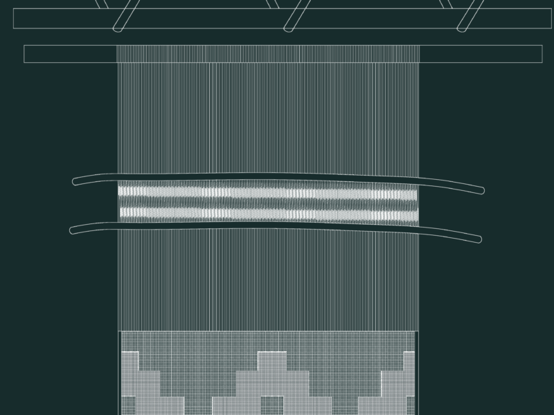2.5m Vertical Tapestry Loom and Spinning Wheel Detail