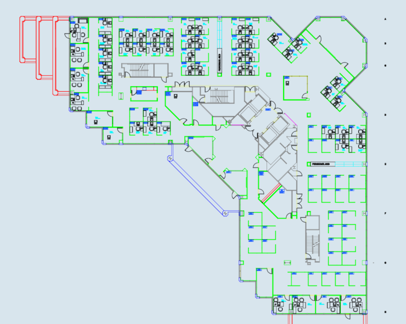 Commercial Office Floor Plan with Cubicle Layout