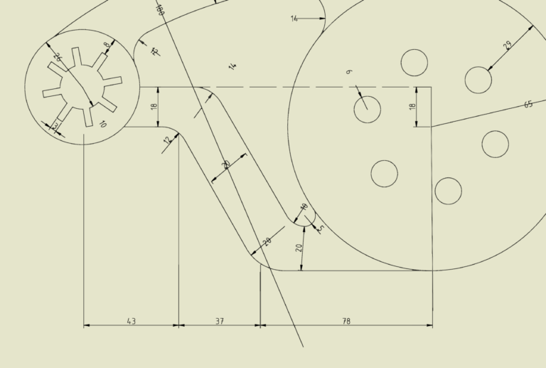 Technical drawing of a mechanical part with dimensions and radius callouts.