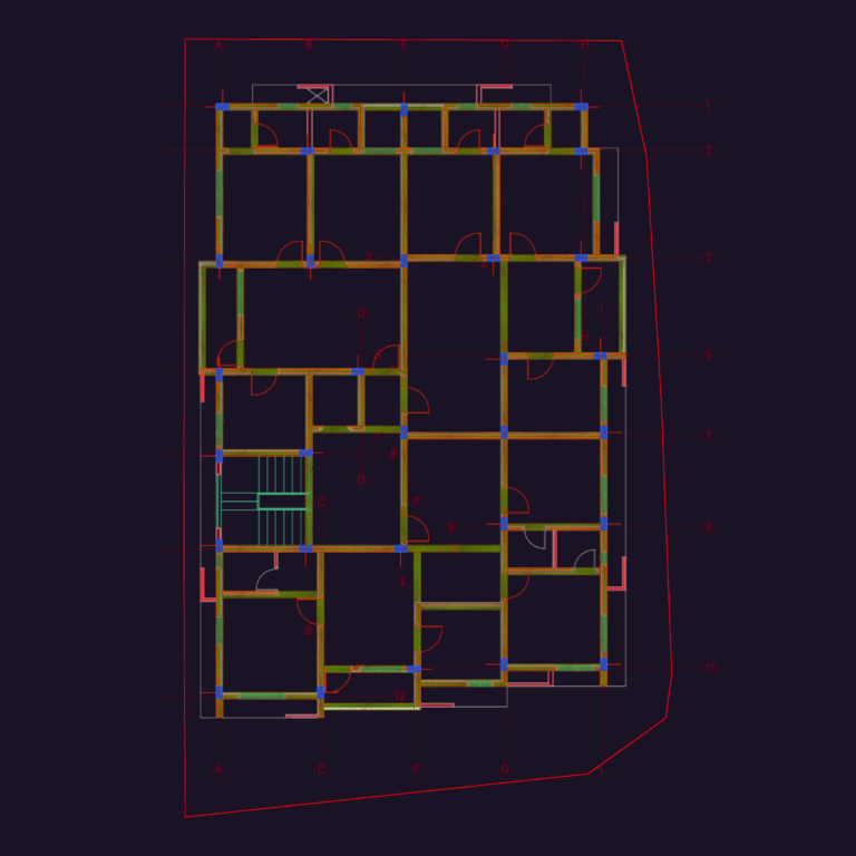Ground floor plan with car parking and typical upper level residential floor plan for a small building.