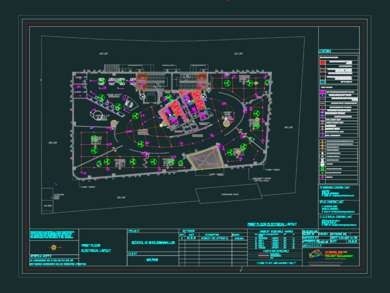 Electrical layout for a three story school building