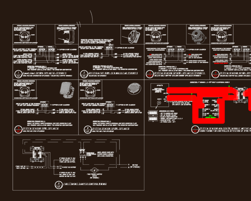 Fire Alarm Device Installation and Wiring Details Set