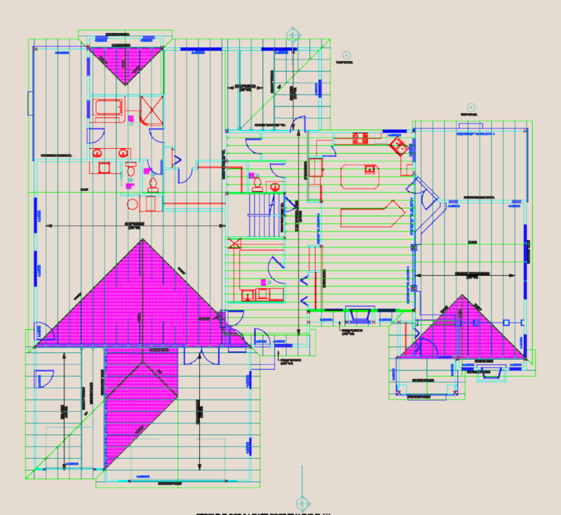 Foundation and floor framing plan with roof truss layout