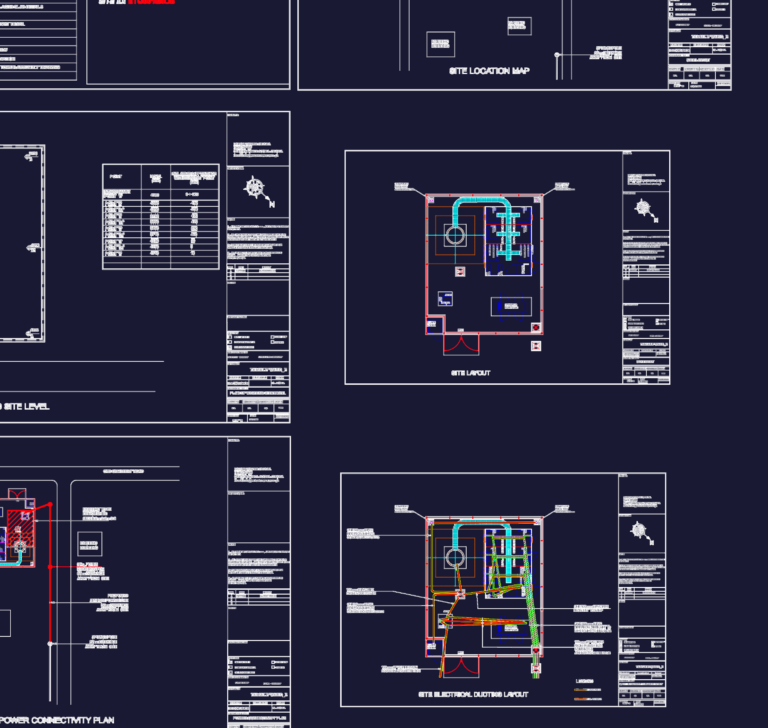 Site layout plan for a 40m monopole telecom tower with equipment shelter and generator details.
