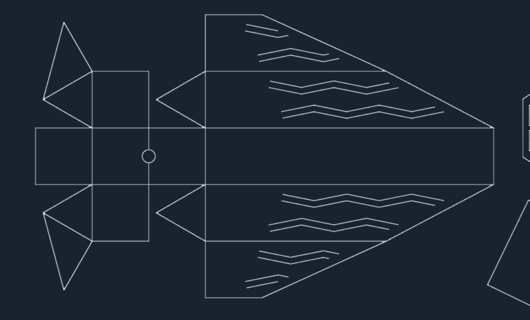 CAD drawing showing the flat pattern and top view of a hexagonal metal fire pit.