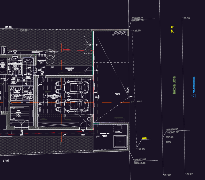 Ground floor house plan with double garage and jacuzzi