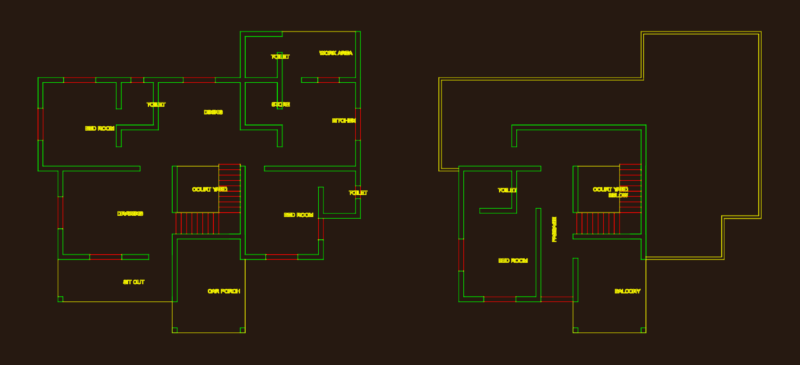 Small house floor plan with ground and first floor