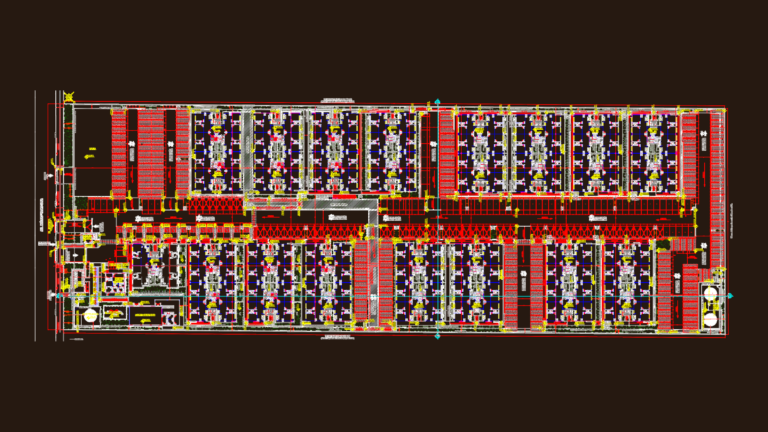Detailed architectural site plan for a multi-block residential condominium with parking and infrastructure.