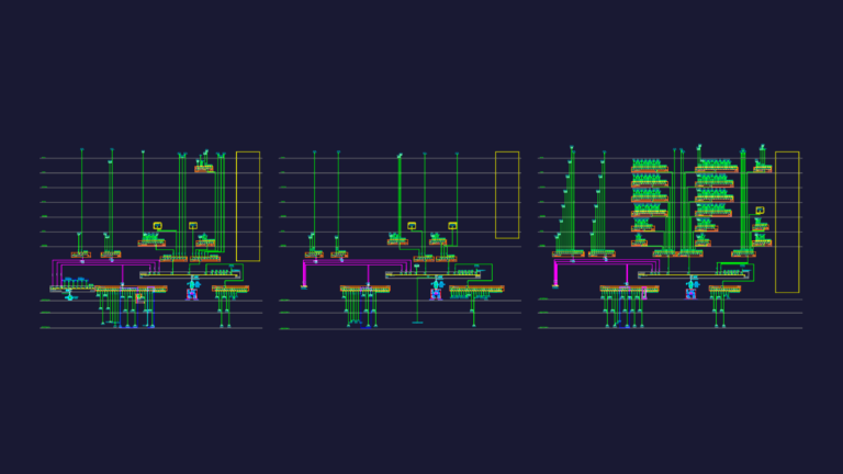 Electrical single line diagram showing MDB, EMDB, and generator riser layouts for a multi-story building.