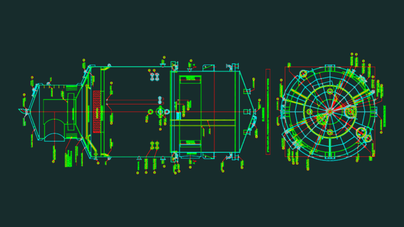 Industrial Evaporator CAD Plan and Elevation