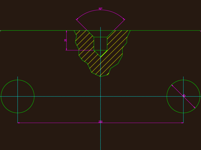 2D CAD drawing of a gasket with dimensions for hole placement and notch angle.
