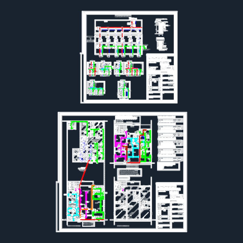 Multi Level Apartment Building CAD Plan Set with Sections and Electrical Diagrams