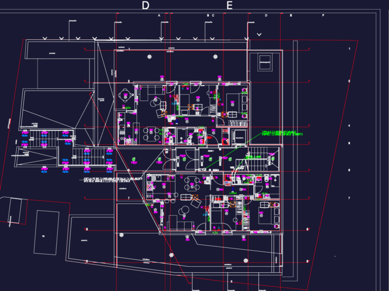 Detailed electrical floor plan showing lighting and power layout for a multi-story residential project.