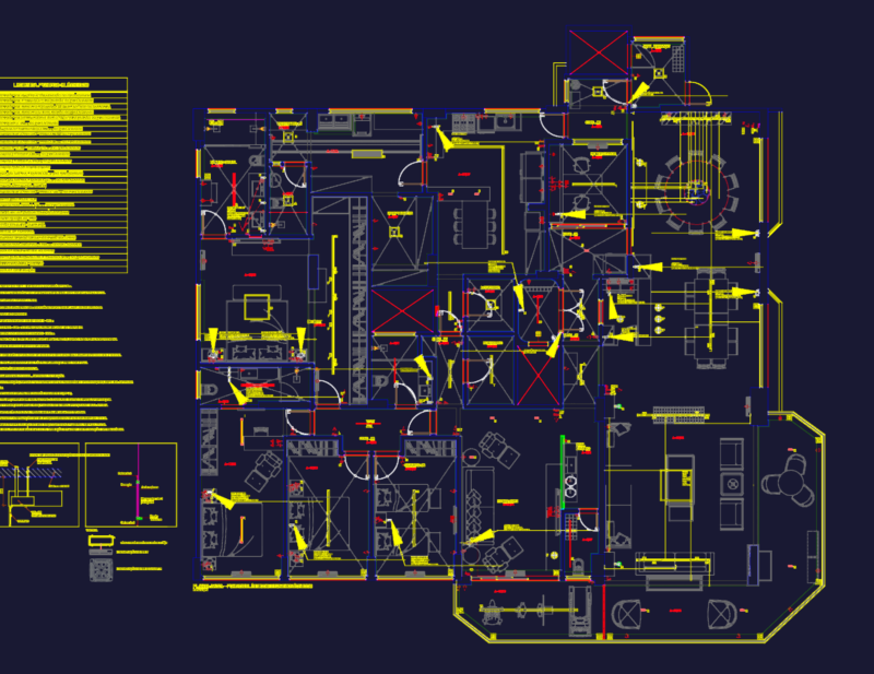 Residential electrical and lighting layout with gesso details