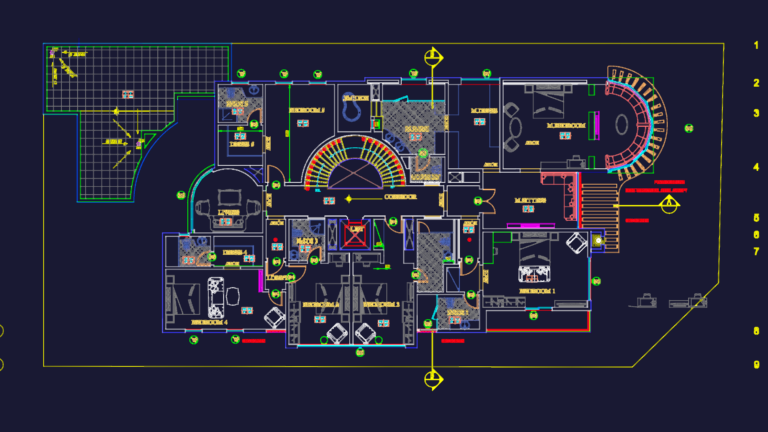 Architectural first floor plan for a residential villa including furniture, lift, and door/window schedules.