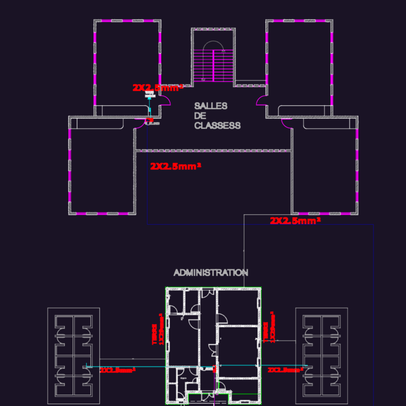 School Electrical Project DWG with Lighting & Power Plans