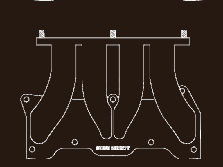 2D CAD drawing of various engine gaskets and turbo flanges for Mazda 13BRE and 13BREW rotary engines.