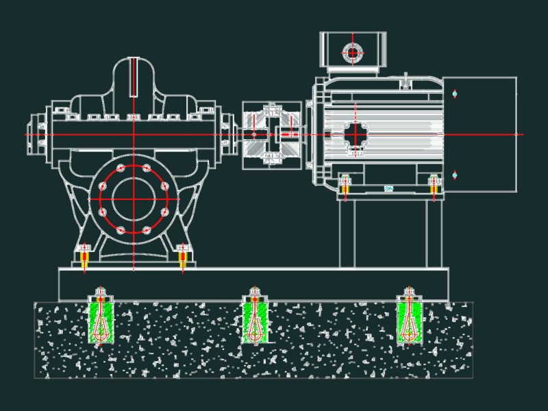 General drawing of Xylem e-HSC 8x10x16 55kW 4P pump