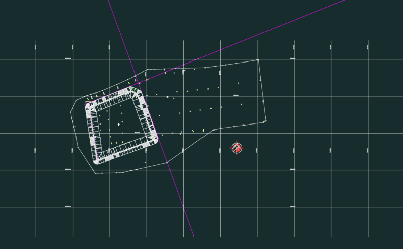 Site surface layout with cut and fill calculation areas
