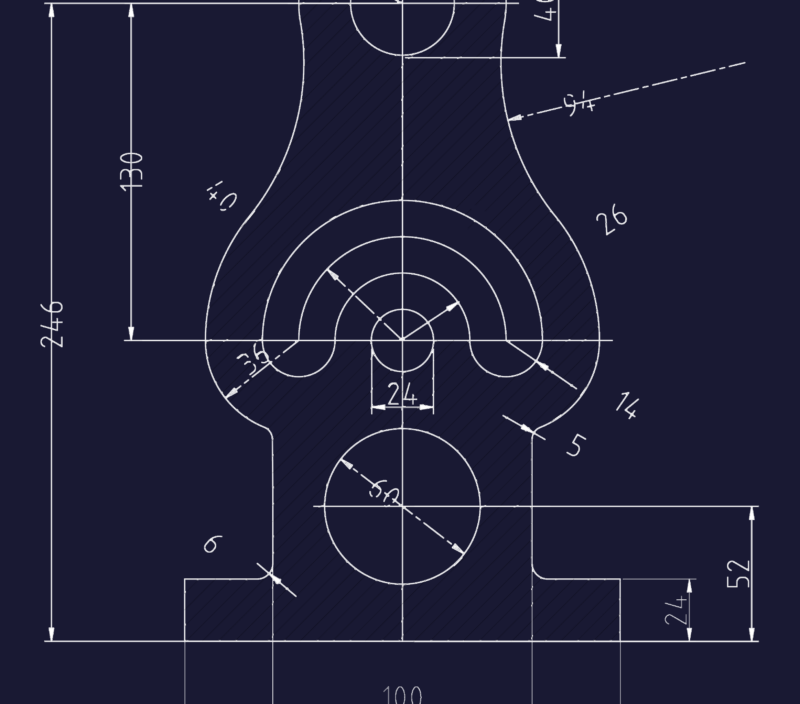 Symmetrical Mechanical Support Bracket Base Plate with Dimensioned Cutouts