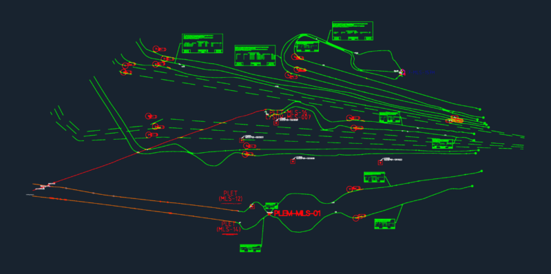 Brazil Subsea Pipeline Layout CAD Plan for P-56 P-38