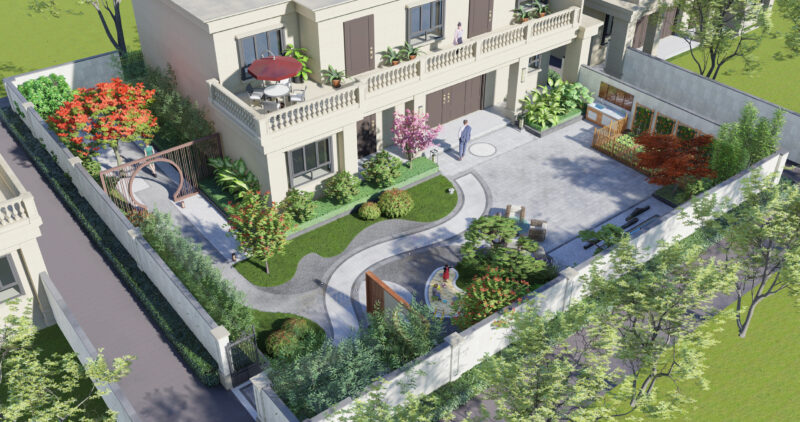 New Chinese Style Zen Villa Courtyard Full CAD Construction Drawings, Landscape Hardscape Rockery Fish Pond Plumbing Electrical Planting Layout + Photorealistic Renderings, Editable DWG Files For Landscape Design & Construction
