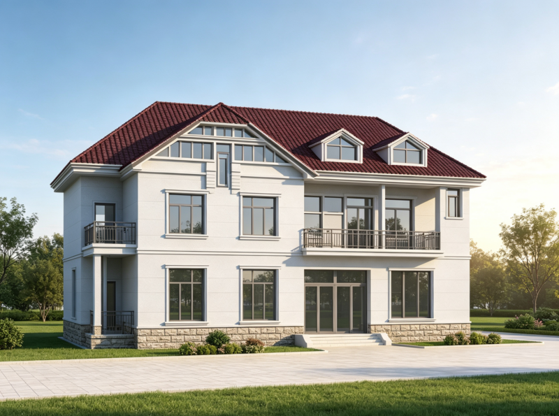 2‑Story European Style Sloped‑Roof Villa Complete CAD Construction Drawings, House Plan With Attic & Dormer Windows