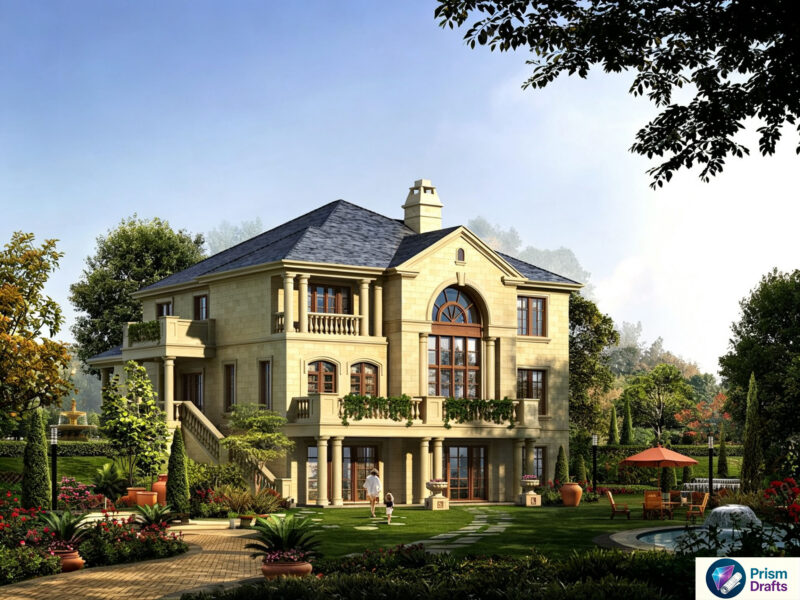 645㎡ Two‑Story Villa With Basement Complete CAD Construction Drawings | Dual Kitchen & Double Garage, 8‑Degree Seismic Resistance, Ready‑to‑Build