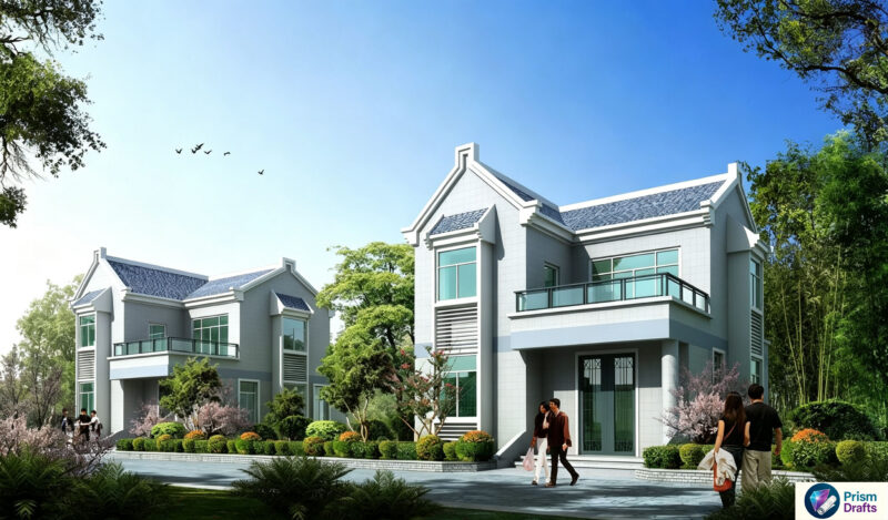 New Chinese Style 2‑Story Rural House Full CAD Construction Drawings | 77.6㎡ Small Footprint, High Space‑Utilization Ready‑to‑Build Villa Plans
