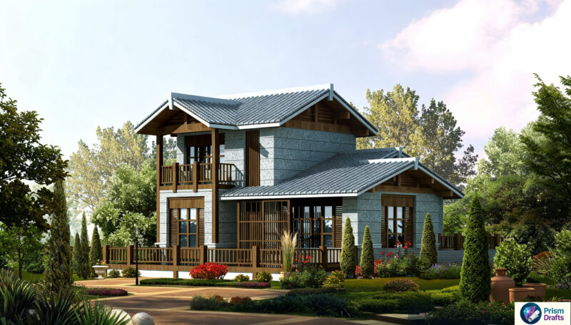 New Chinese Homestay‑Style Villa CAD Blueprints, Basement‑1F‑2F‑Section, Editable DWG For Rural Self‑Build