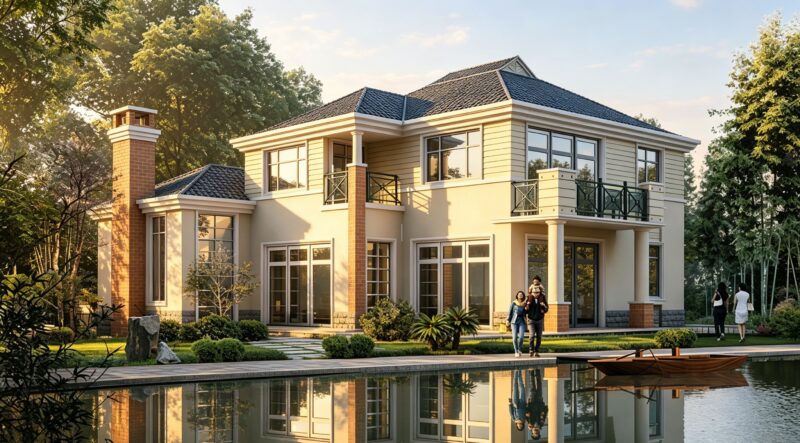 Two‑Story Modern Detached Villa Complete CAD Drawings | Total Area 333.55㎡ With Garage & Viewing Platform, Frame Structure Rural House Plans
