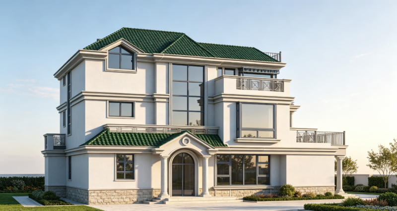3-story european style detached villa complete cad construction drawings | rural house plans with attic and renderings