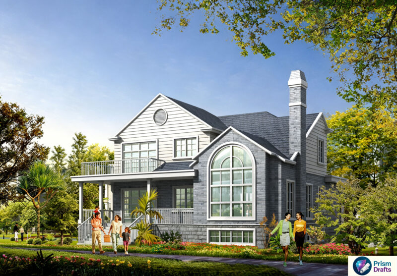 American‑Style Single‑Family Villa CAD Drawings With Basement, Complete House Plans With Terrace & Sloped Roof