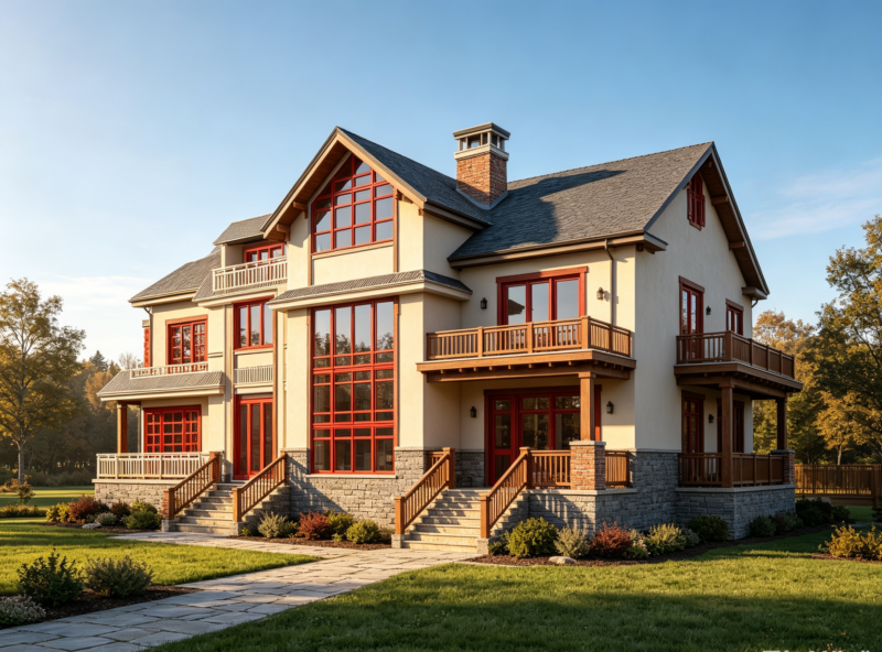 2‑Story North American Country House Complete CAD Construction Drawings, Custom Home Building Plans