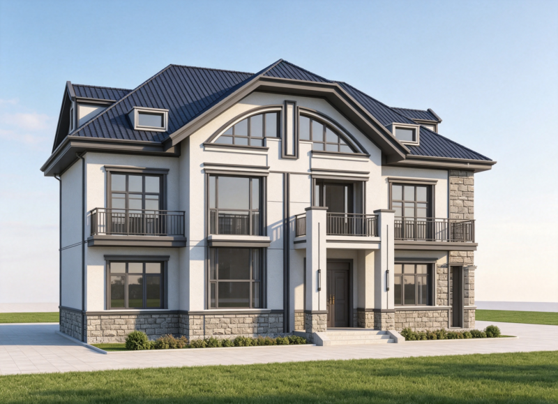 Japanese‑Style Two‑Story Single‑Family Villa Full CAD Construction Drawings, Floor Plans, Elevations, Sections, Details & Door‑Window Schedule, Modern Farmhouse House Blueprints With Rendering