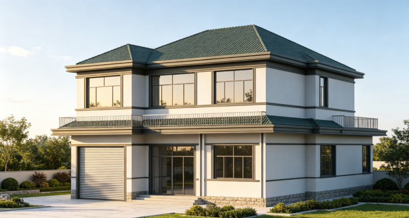 2-story Modern Simple Detached Villa Complete CAD Construction Drawings | Self-build House Architectural & Structural Plans with Rendering