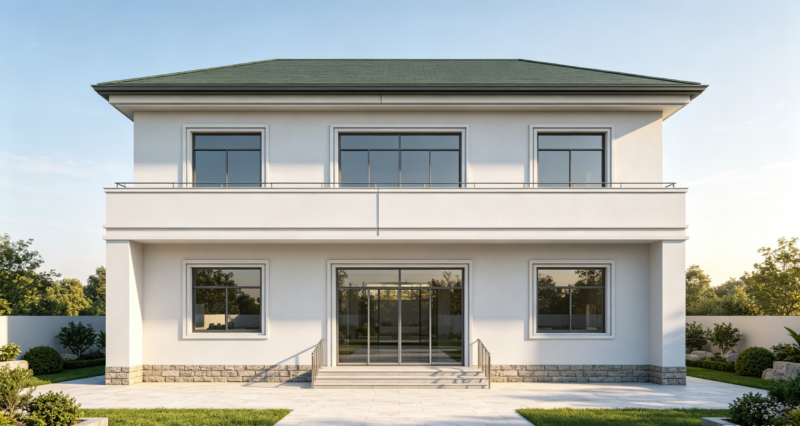 2-story Modern Flat Roof Detached Villa Complete CAD Construction Drawings Rural Self-build House Architectural & Structural Plans with High Quality Render