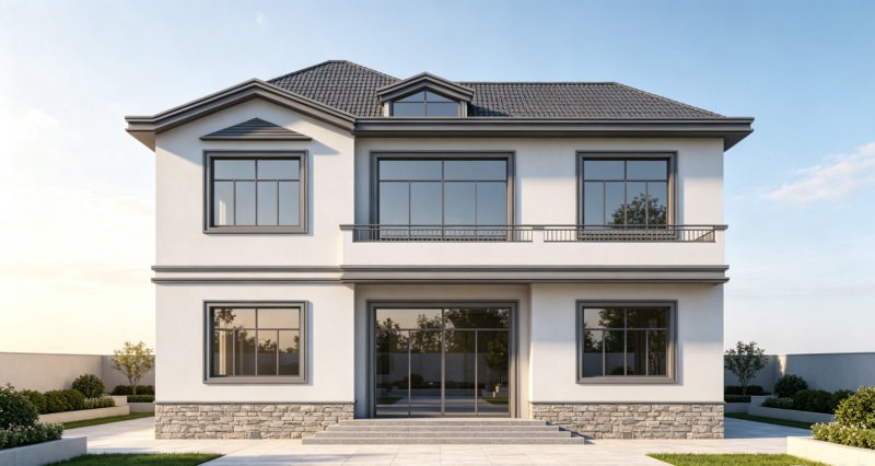 2-story Simple Modern Detached House Complete CAD Construction Drawings | Self-build House Architectural Structural Plans with Rendering