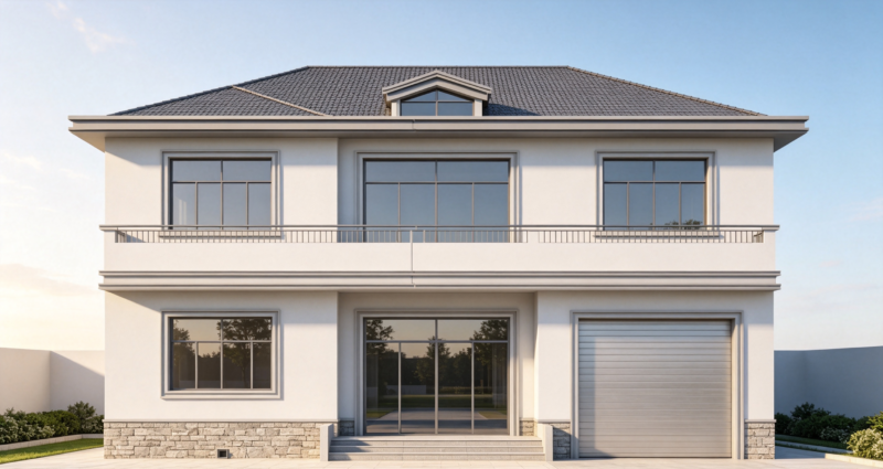 2-Story Simple Detached Villa with Garage Complete CAD Construction Drawings Rural Self-build House Architectural Structural Plans with Rendering