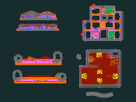 Primary School Architectural Project DWG with Floor Plan Sections and Elevations