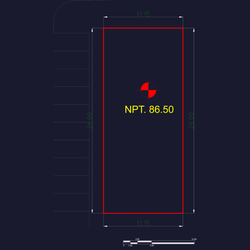 Rectangular Building Footprint Plan with Floor Level Marker