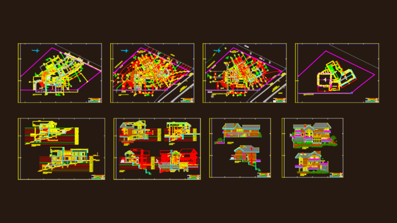 Residential House Project with Sections and Elevations