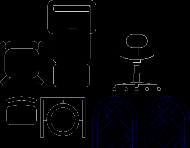 Several Furnitures – Chairs DWG Elevation for AutoCAD