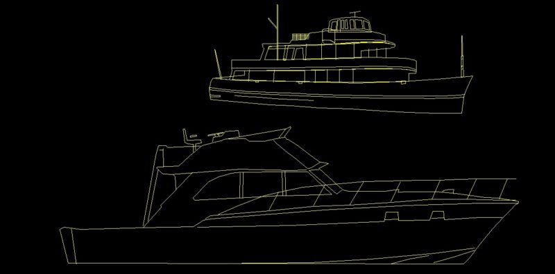 Yacht Recreational Boat Watercraft Vehicle Side View And Isometric 2D 3D DWG Block For AutoCAD