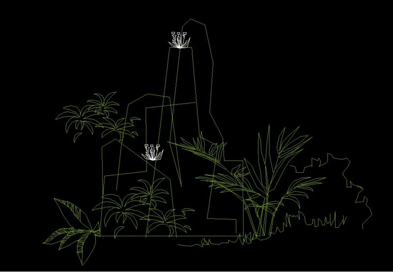 Rockery With Plants Shrubs And Flowers Front View Elevation 2D DWG Block For AutoCAD