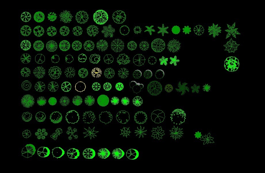 bushes cad block For Block DWG Trees And Plan 2D Trees Plants View Palm Top